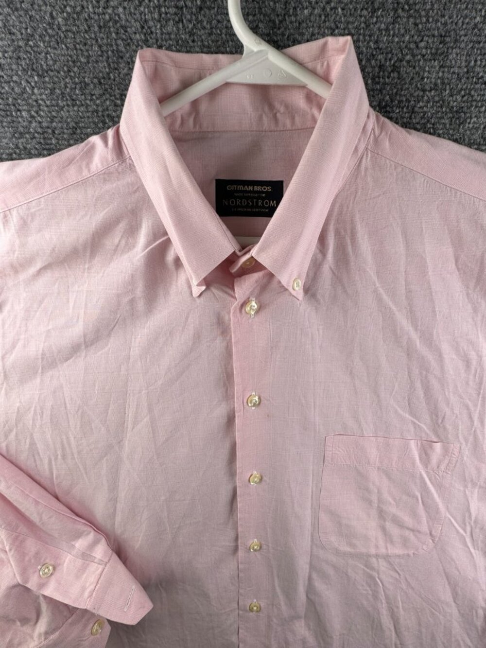 Gitman Bros For Nordstrom Pink Long Sleeve Button Up Shirt XL Men Check Cotton